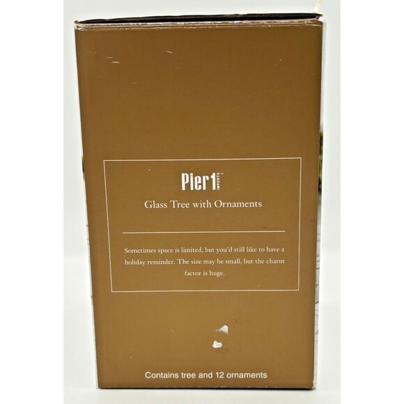 Pier 1 Imports Blown Art Glass Christmas Tree With 12 Min Glass Ornaments 6" h - Picture 2 of 11